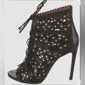 Alaia Black Studded Cutout Sandal